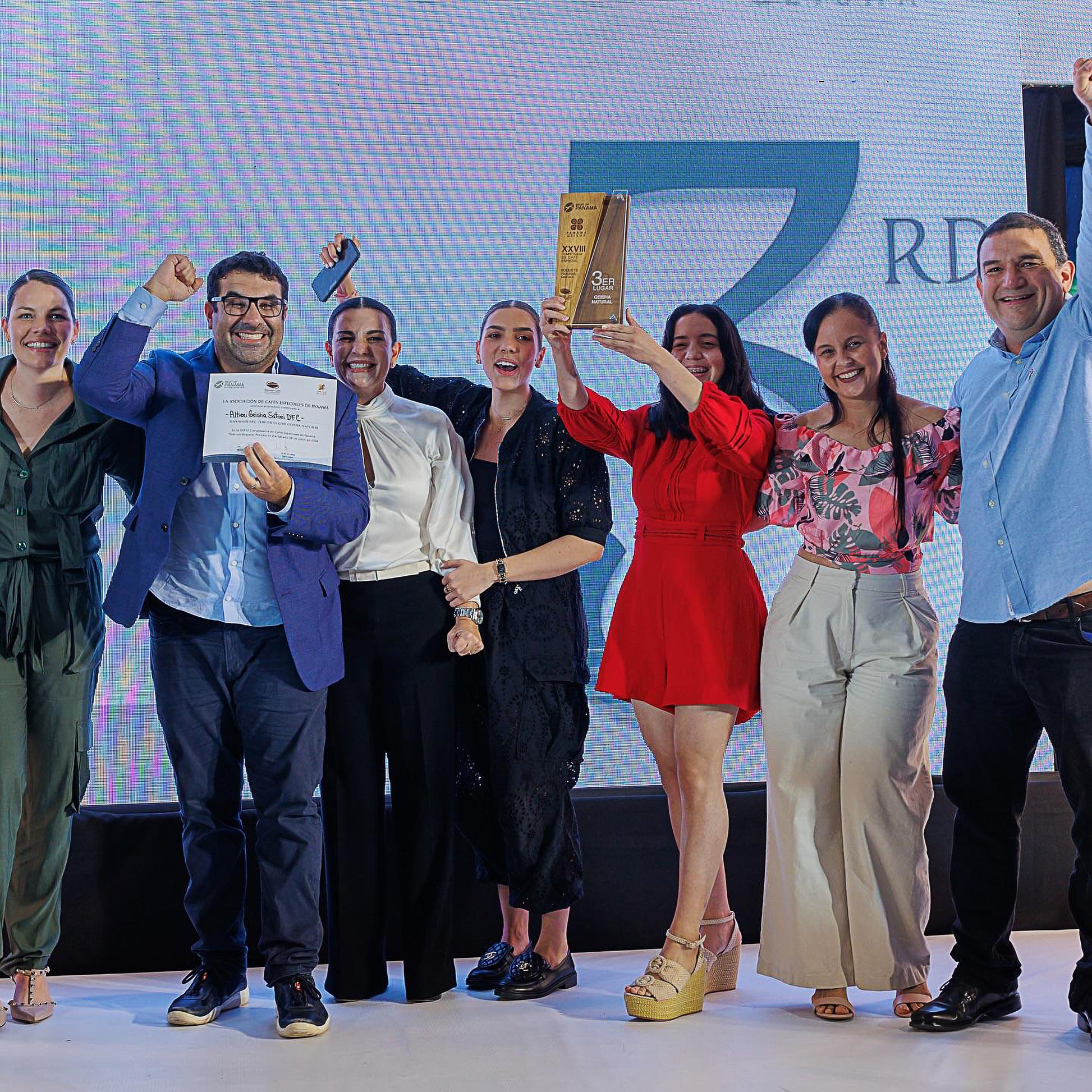 Altieri family winning and celebrating an award for their specialty coffee